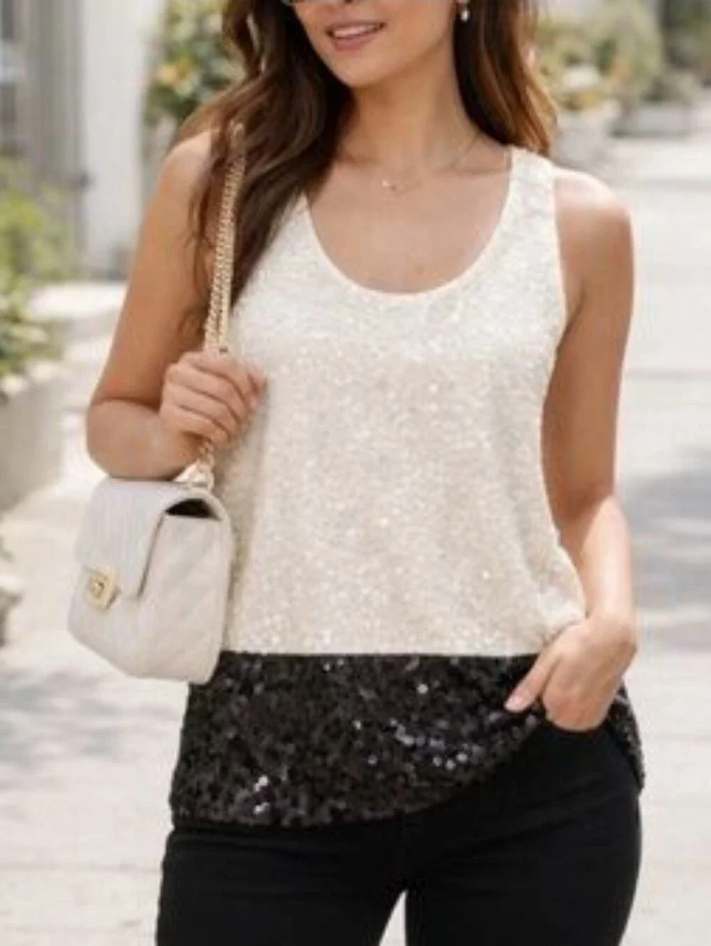 J. Crew Two-Tone Sequin Tank Top Fall 2015